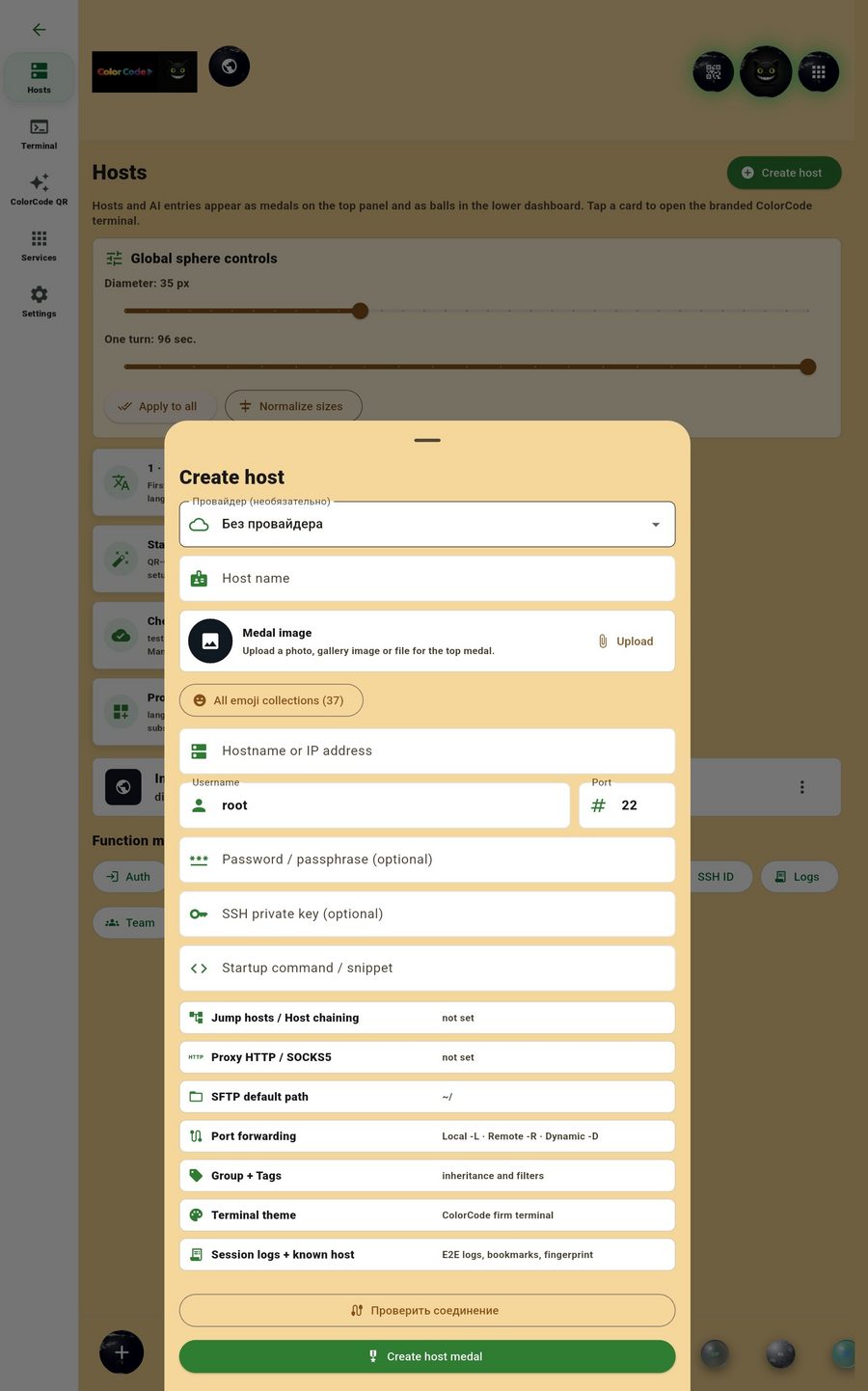 Empty host form