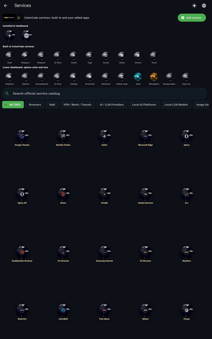 Service catalog